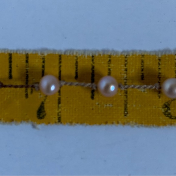 Beaded Choker Necklace Freshwater Pink Pearls on Silk Spring Matte Heart Clasp - Picture 7 of 7